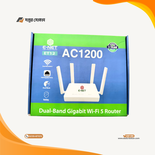 E-Net ET12 AC 1200 Deal Band Gigabit WiFi 5 OnuRouter