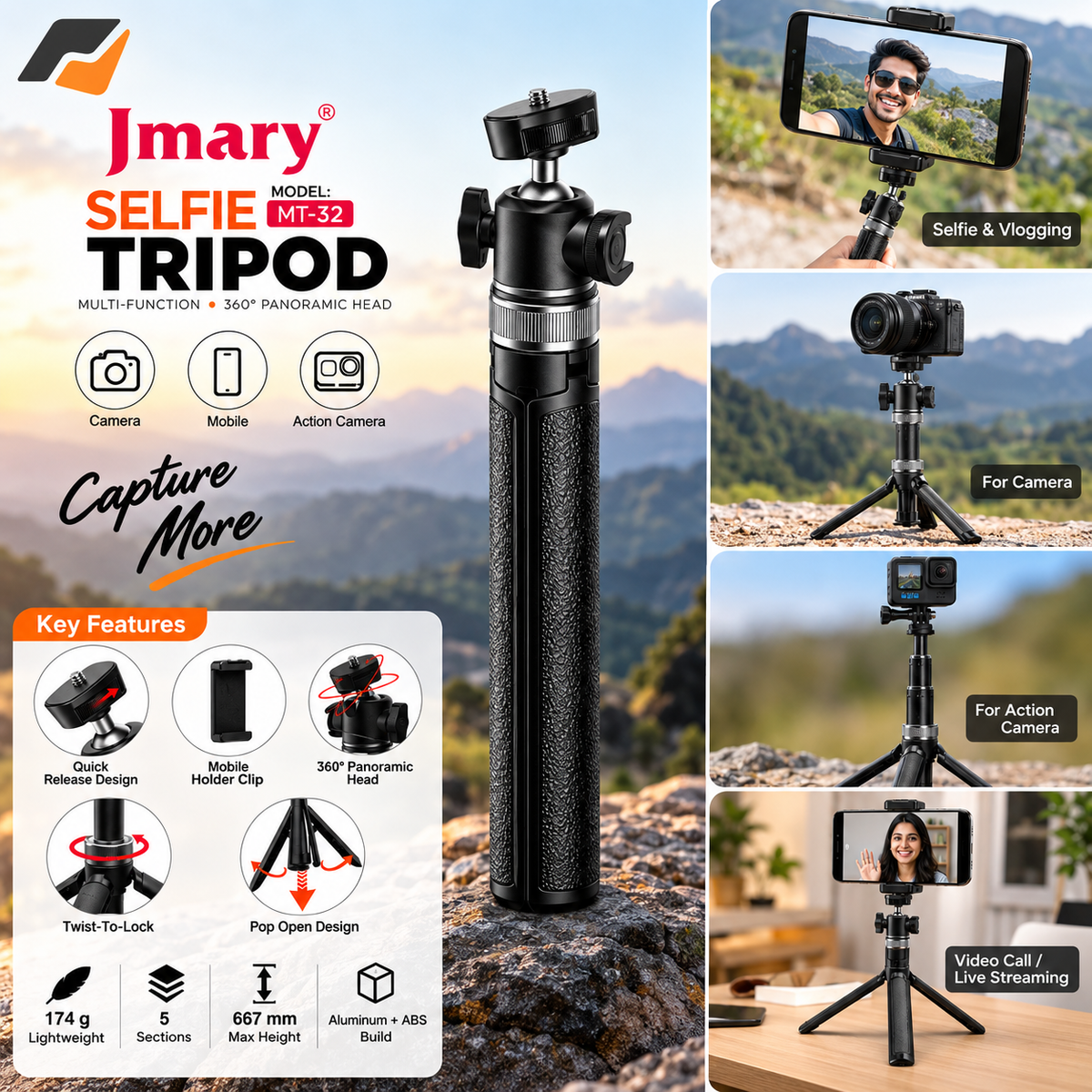 Jmary Selfie MT32 Tripod